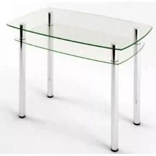 Glass dining table D-07-2 with tempered glass and chrome legs